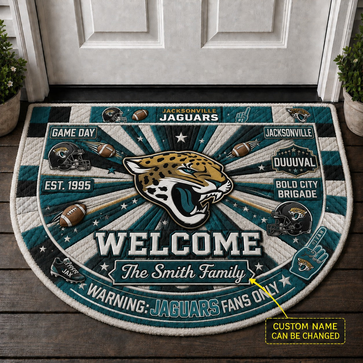 Official-Inspired Football Fan Custom Premium Welcome Mat – Personalized Doormat