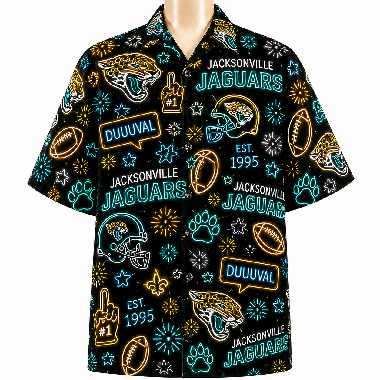 All Football Teams Neon Vibe Summer Button-Up Unisex Hawaiian Shirt For Men and Women