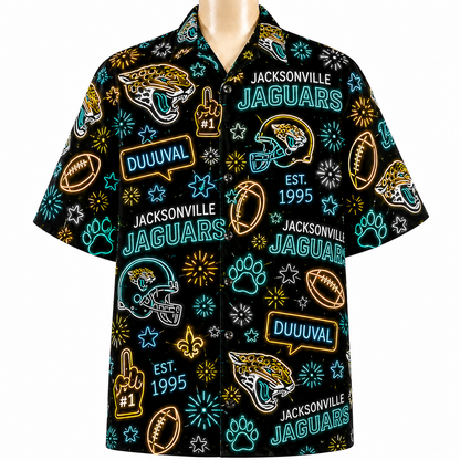 All Football Teams Neon Vibe Summer Button-Up Unisex Hawaiian Shirt For Men and Women