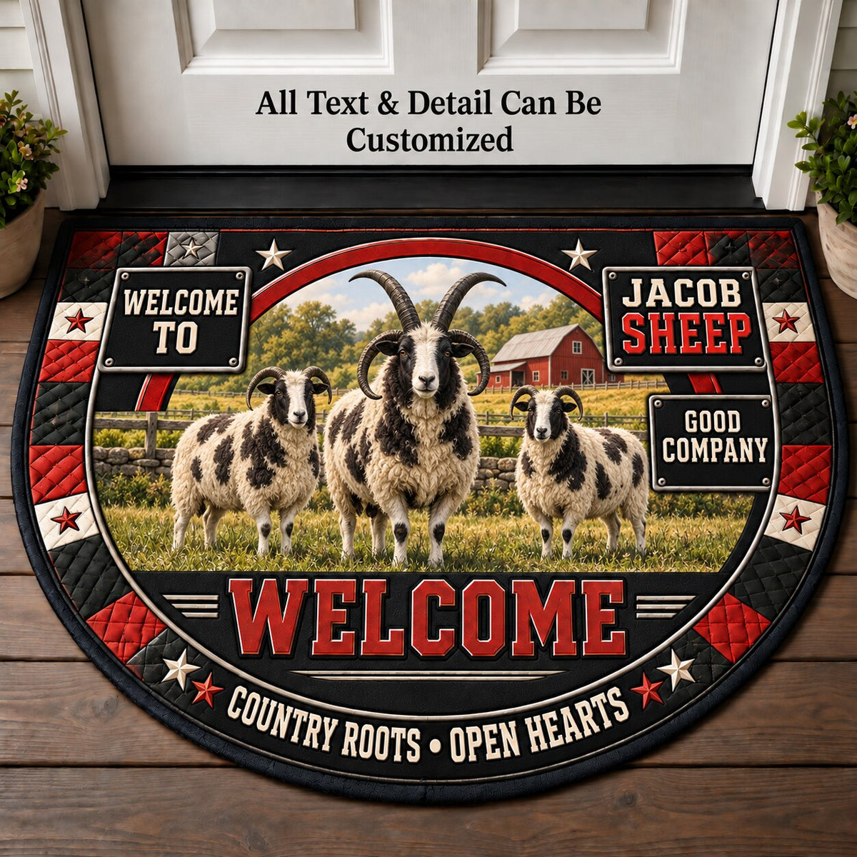 Jacob Sheep Personalized Half Round Mat | 5To9Vibe
