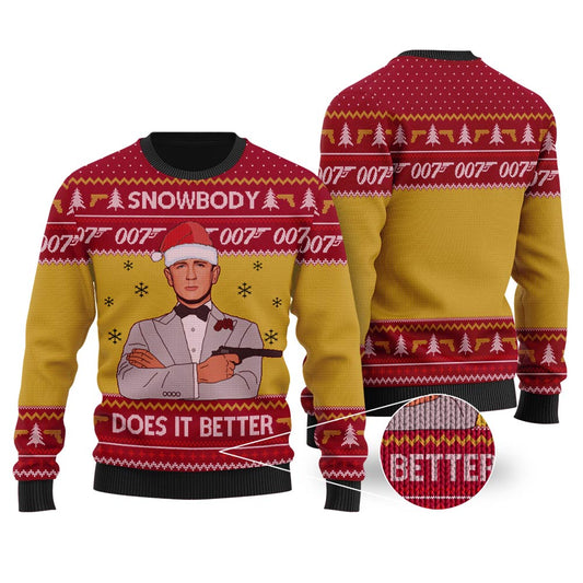 James Bond 007 Ugly Christmas Sweater Cardinal Red