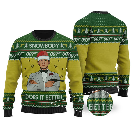 James Bond 007 Ugly Christmas Sweater Forest Green