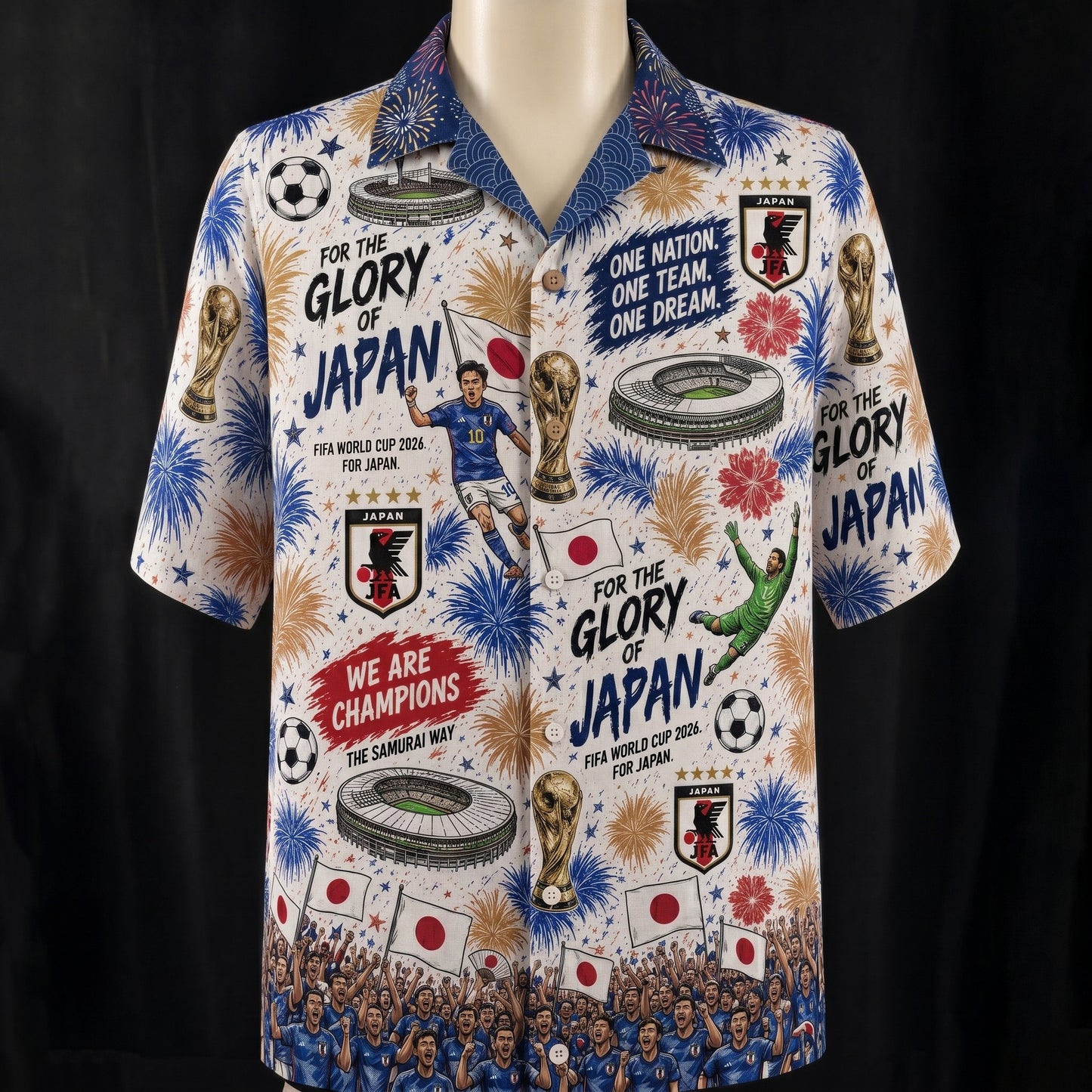 All Teams World Cup Champion Football Soccer Unisex Button-Up Hawaiian Shirt For Men & Women