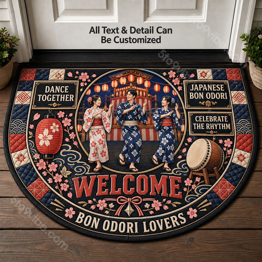 Japanese Bon Odori Personalized Half Round Mat | 5To9Vibe