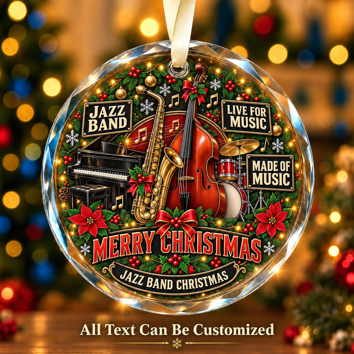 Jazz Band Personalized Glass Ornament | 5To9Vibe