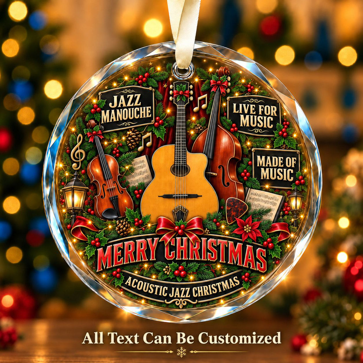 Jazz Manouche Personalized Glass Ornament | 5To9Vibe