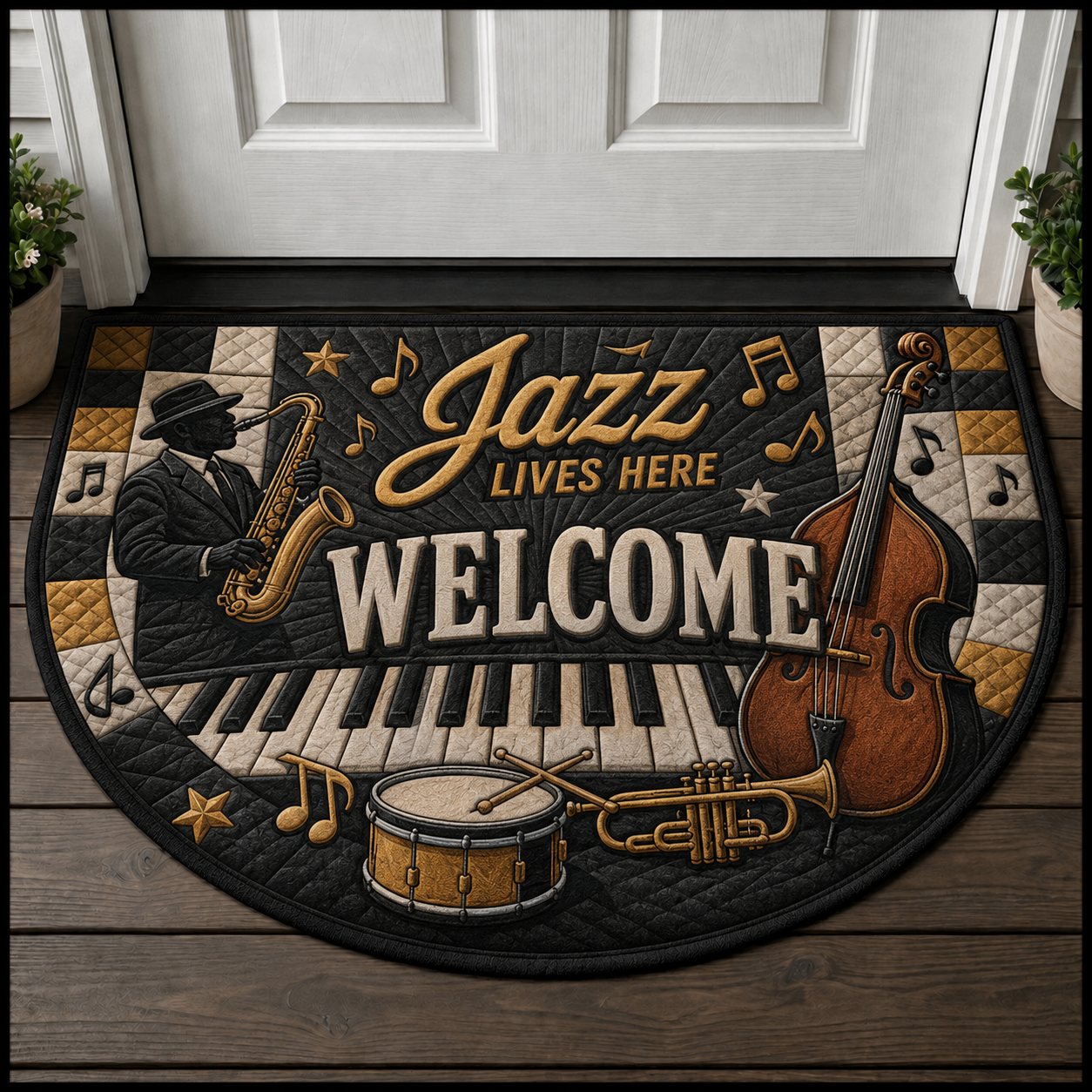 Guitar Welcome Mat - Electric Guitarist Play More Worry Less Doormat - 5to9vibe