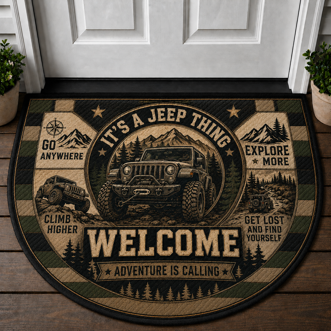 Jeep Dad Welcome Mat - Manual Transmission 4x4 Off-Road Doormat - 5to9vibe