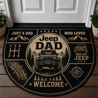 Jeep Dad Welcome Mat - Manual Transmission 4x4 Off-Road Doormat - 5to9vibe