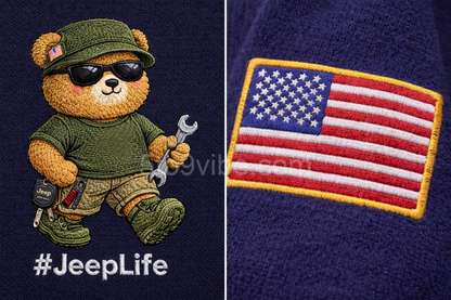 Firefighter Life Embroidered Quarter Zip Sweatshirt, Funny Firefighter Life Bear Pullover, Men's Casual Zip Up Jacket, Gift for Firefighter Life Lover Dad