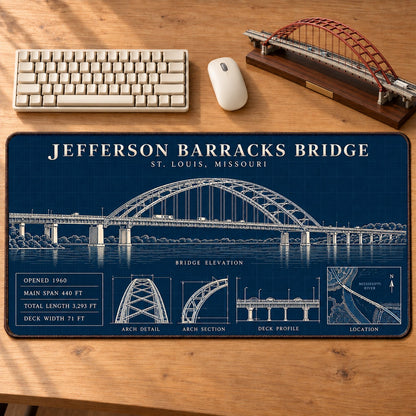 Iconic American Bridges Blueprint Desk Mat Mouse Pad Trending - 5to9vibe