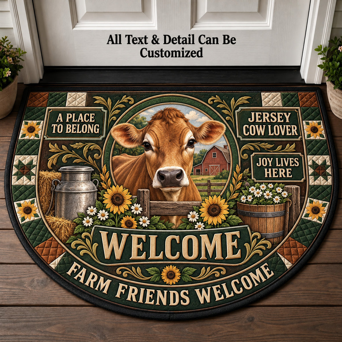 Jersey Cow Lover Personalized Half Round Mat | 5To9Vibe