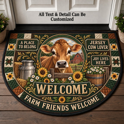 Jersey Cow Lover Personalized Half Round Mat | 5To9Vibe