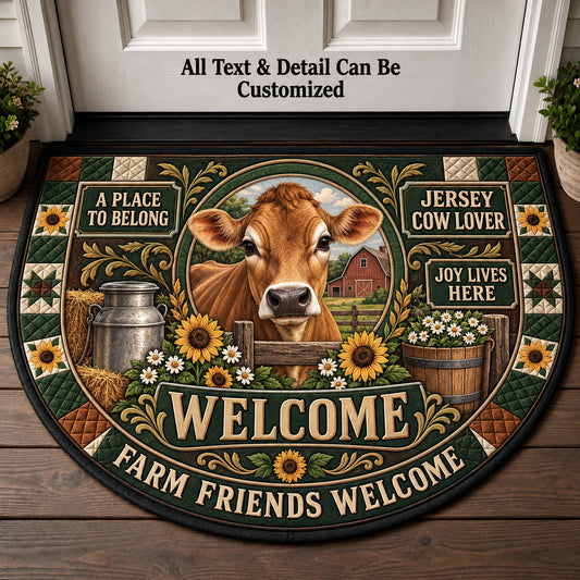 Jersey Cow Lover Personalized Half Round Mat | 5To9Vibe