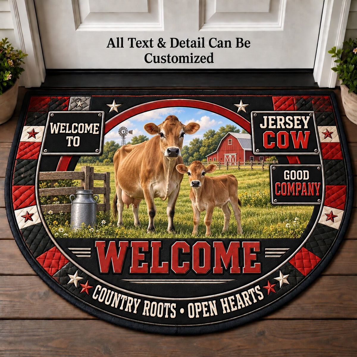 Jersey Cow Personalized Half Round Mat | 5To9Vibe