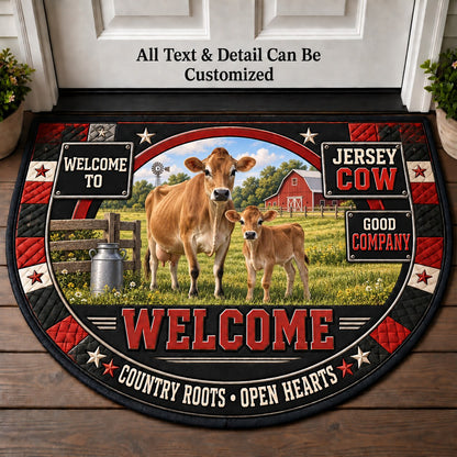 Jersey Cow Personalized Half Round Mat | 5To9Vibe