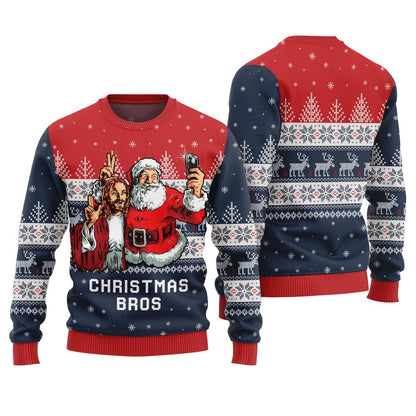 Jesus And Santa Christmas Bros Ugly Sweater