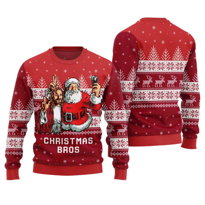Jesus And Santa Christmas Bros Ugly Sweater