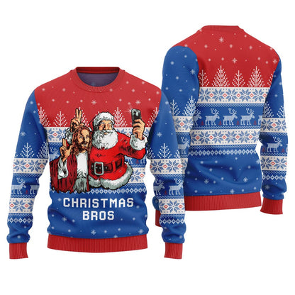 Jesus And Santa Christmas Bros Ugly Sweater