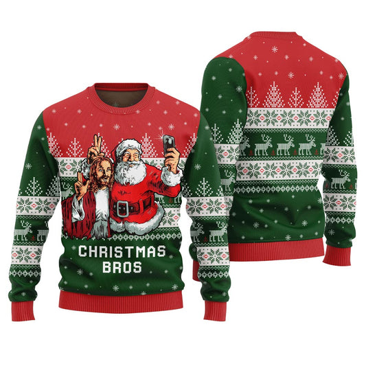 Jesus And Santa Christmas Bros Ugly Sweater