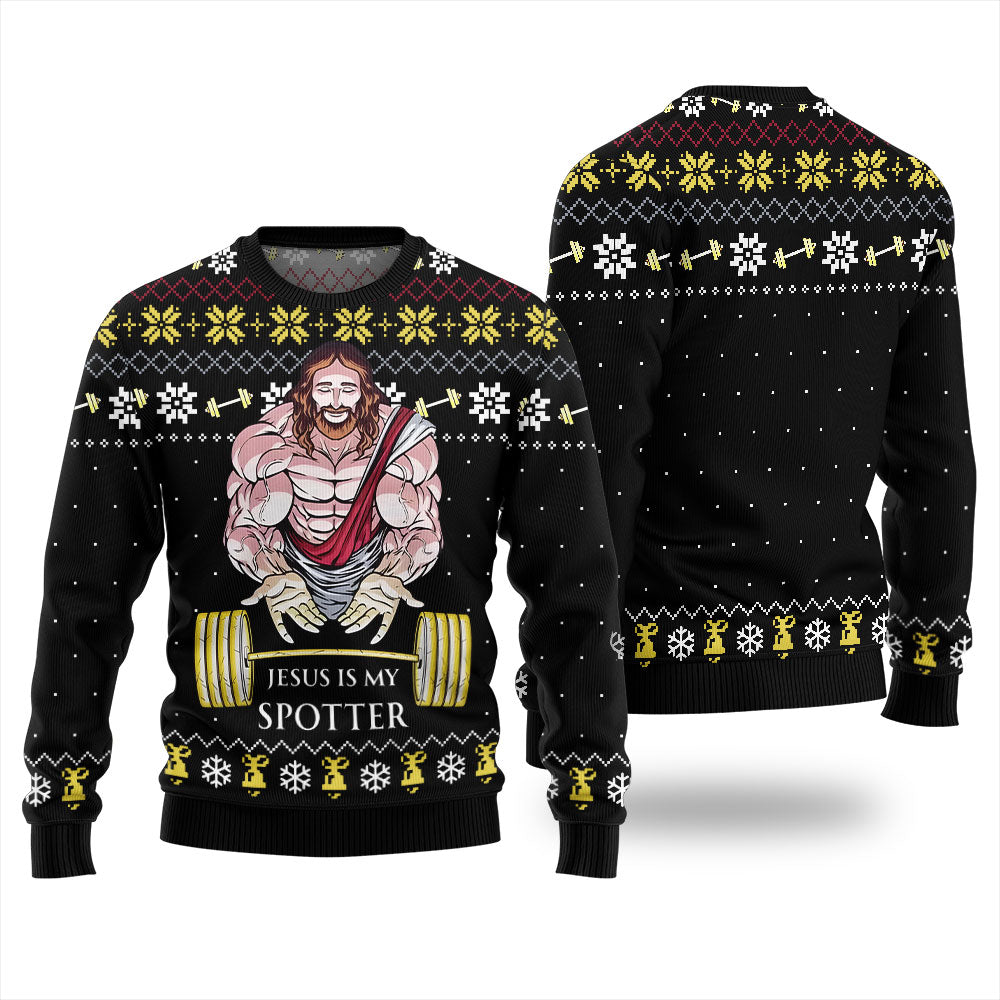Jesus Is My Spotter Ugly Christmas Sweater