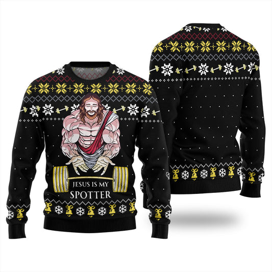 Jesus Is My Spotter Ugly Christmas Sweater