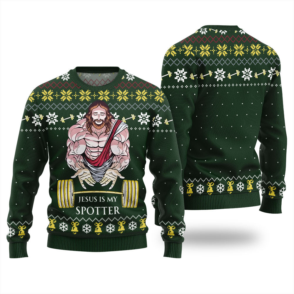 Jesus Is My Spotter Ugly Christmas Sweater