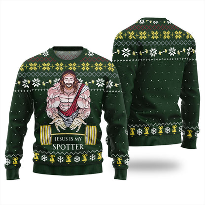 Jesus Is My Spotter Ugly Christmas Sweater