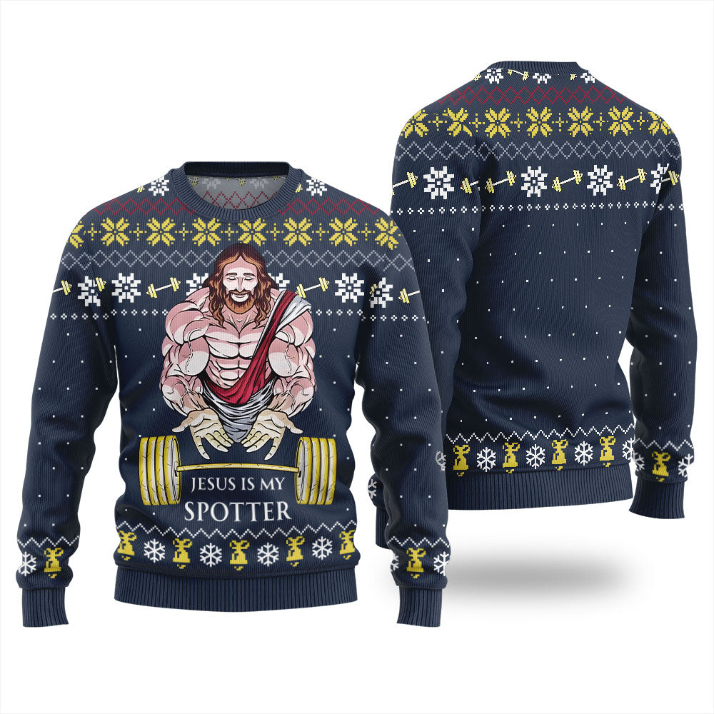 Jesus Is My Spotter Ugly Christmas Sweater