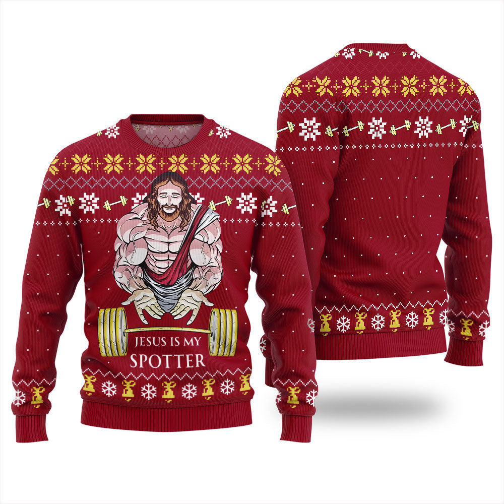 Jesus Is My Spotter Ugly Christmas Sweater