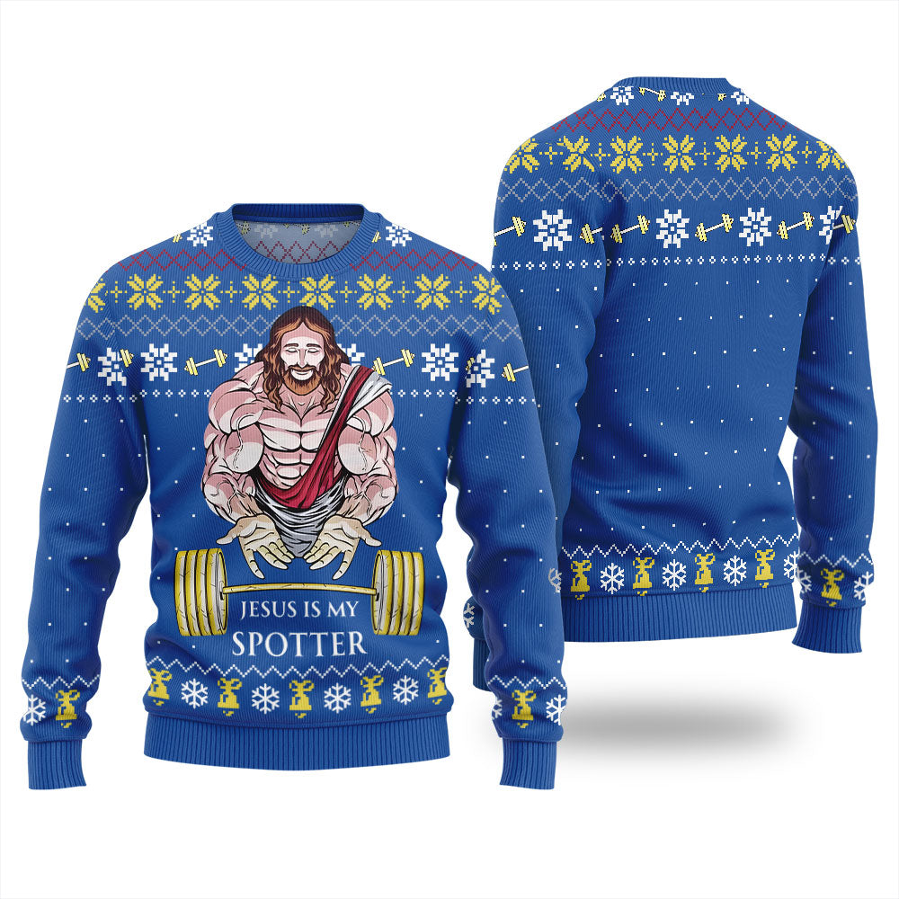 Jesus Is My Spotter Ugly Christmas Sweater