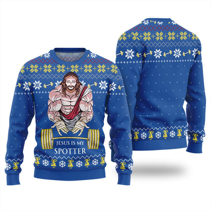 Jesus Is My Spotter Ugly Christmas Sweater