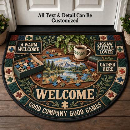 Jigsaw Puzzle Lover Personalized Half Round Mat | 5To9Vibe