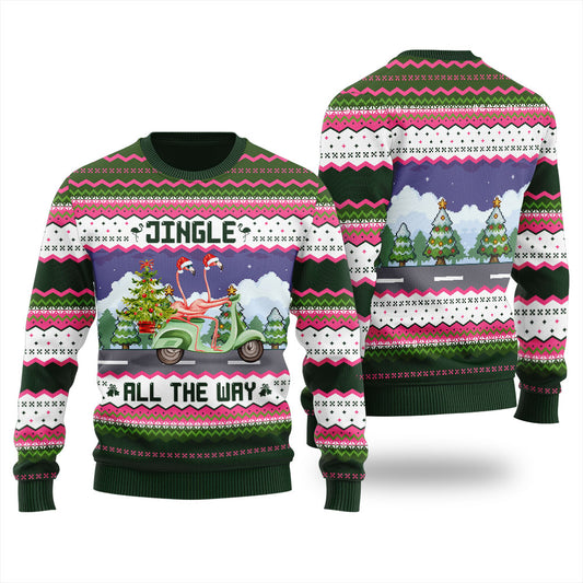 Jingle All The Way Flamingo Ugly Christmas Sweater