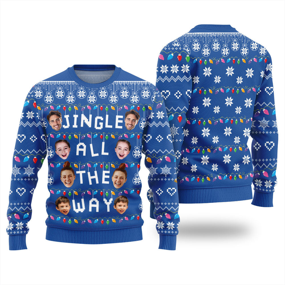 Custom Face Jingle All The Way Christmas Sweater