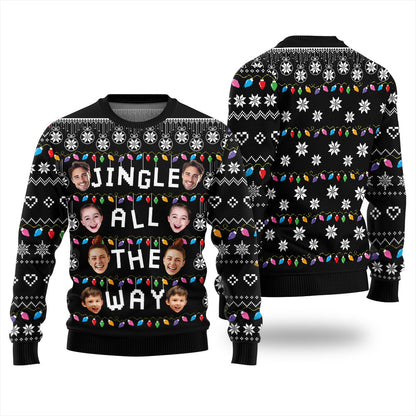 Custom Face Jingle All The Way Christmas Sweater
