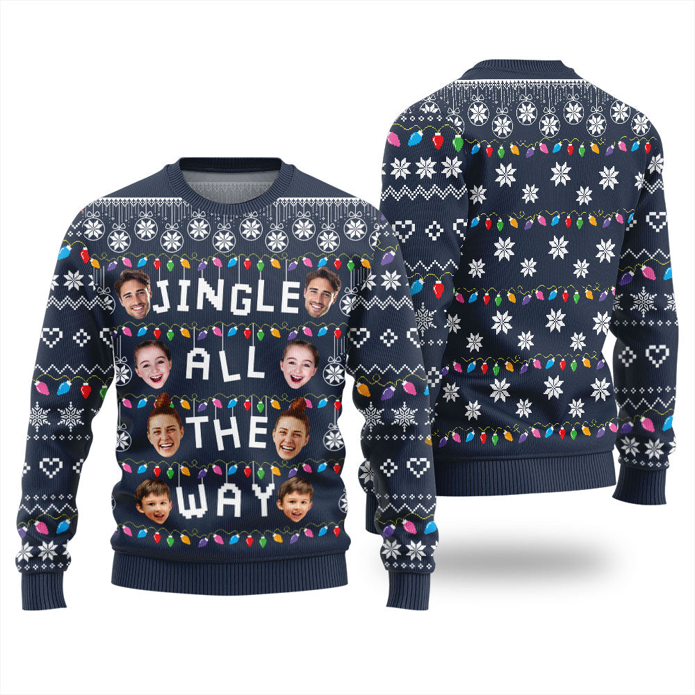 Custom Face Jingle All The Way Christmas Sweater