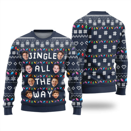 Custom Face Jingle All The Way Christmas Sweater