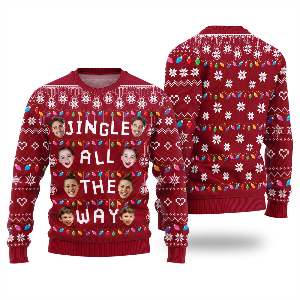 Custom Face Jingle All The Way Christmas Sweater