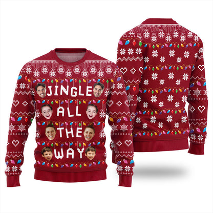 Custom Face Jingle All The Way Christmas Sweater