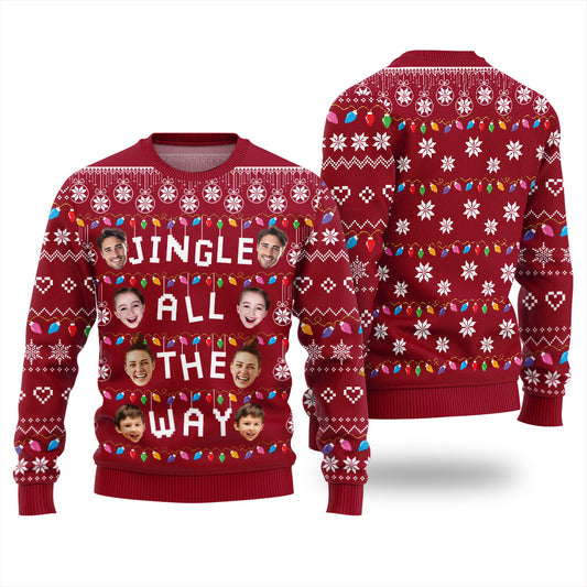 Custom Face Jingle All The Way Christmas Sweater
