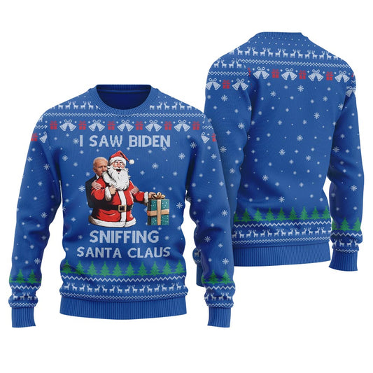 Joe Biden Sniffing Santa Meme Women's Ugly Christmas Sweater