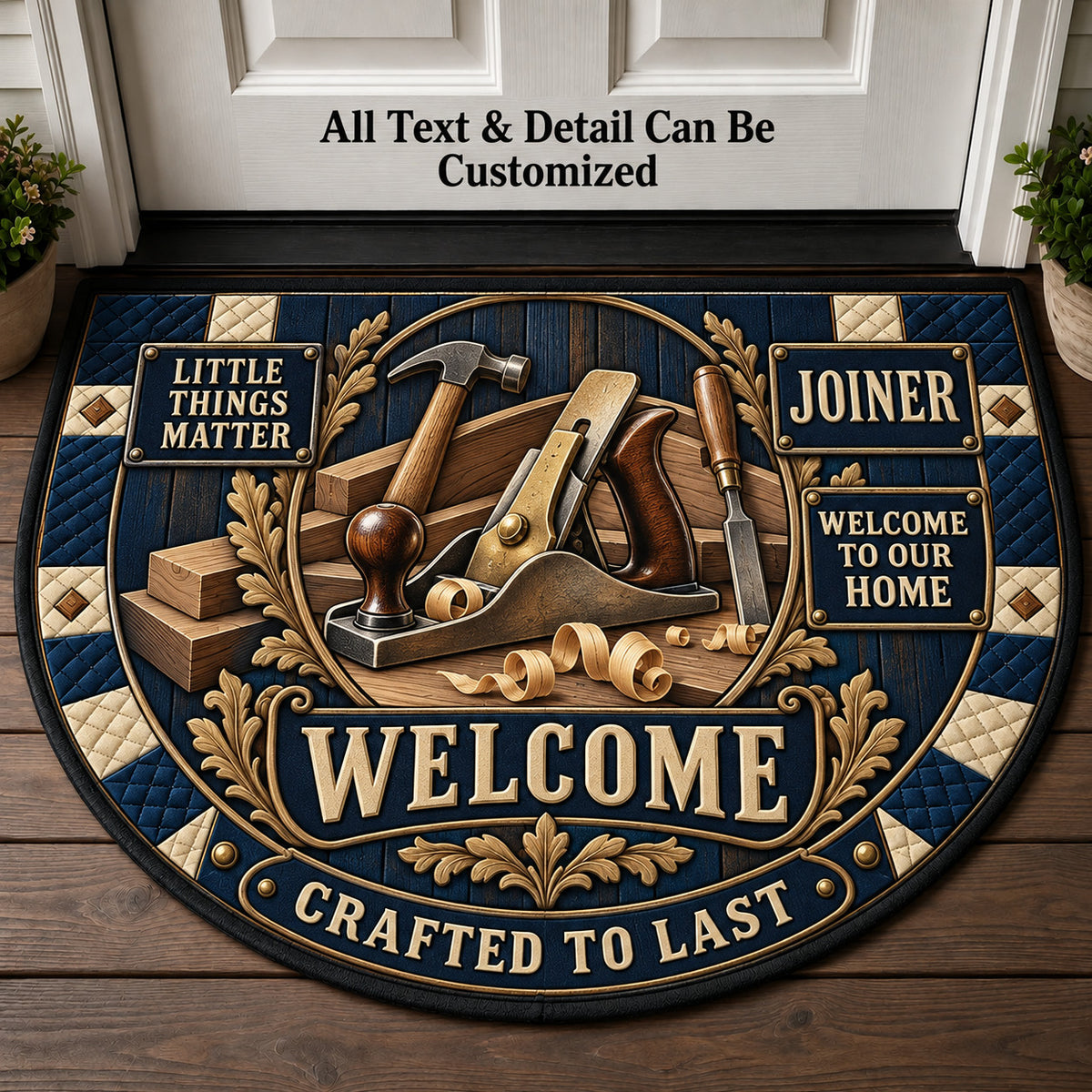 Joiner Personalized Half Round Mat | 5To9Vibe