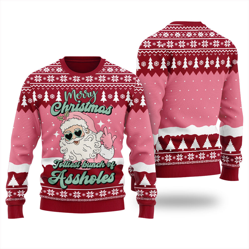 Jolliest Bunch Of Santa's Naughty Ugly Holiday Sweater