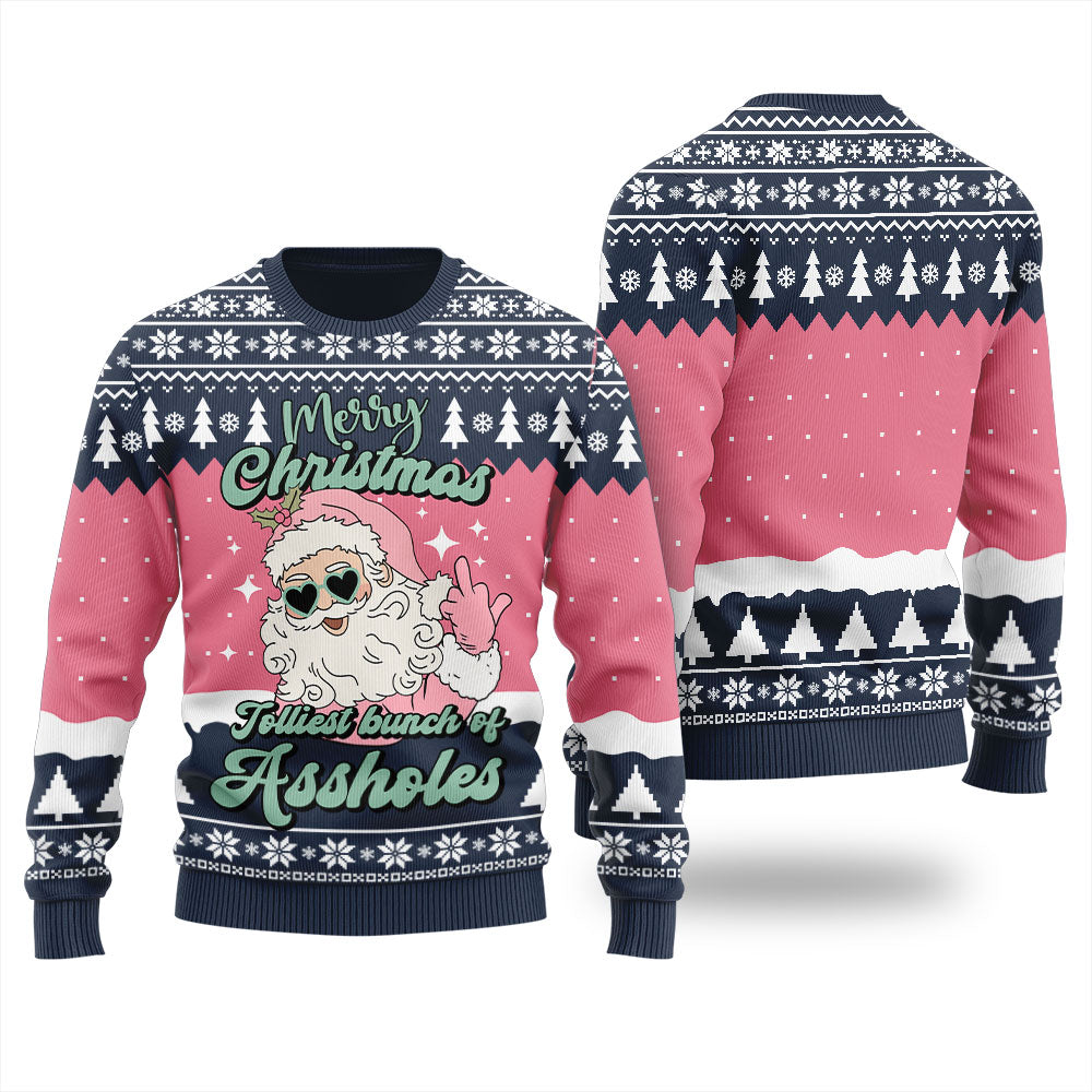 Jolliest Bunch Of Santa's Naughty Ugly Holiday Sweater