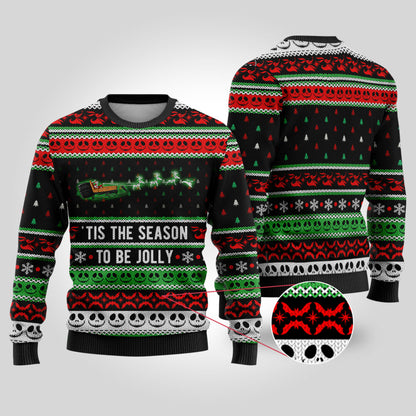 Jolly Nightmare Christmas Sweater Black - Funny Ugly Christmas Sweater
