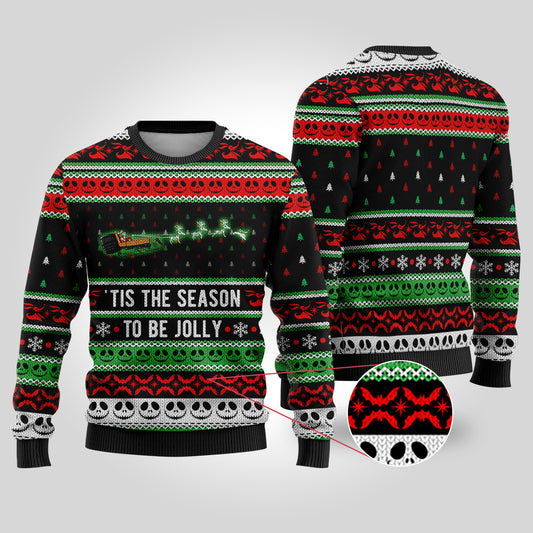 Jolly Nightmare Christmas Sweater Black - Funny Ugly Christmas Sweater