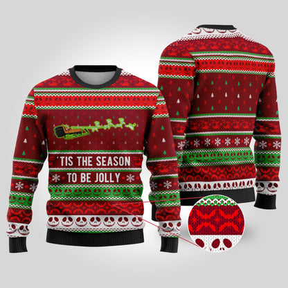 Jolly Nightmare Christmas Sweater Cardinal Red - Funny Ugly Christmas Sweater