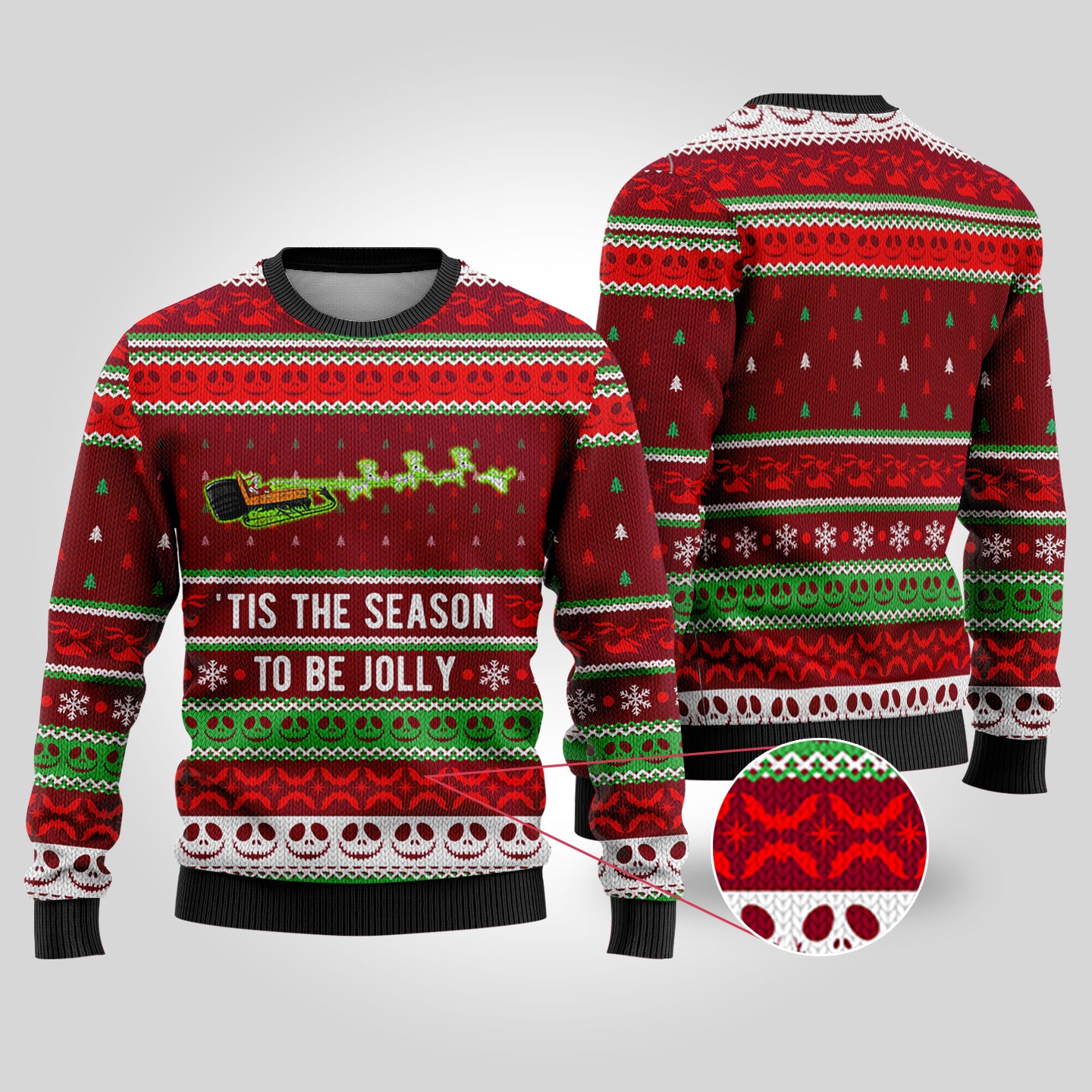 Be Jolly The Nightmare Before Christmas Sweater Cardinal Red - Funny Ugly Christmas Sweater