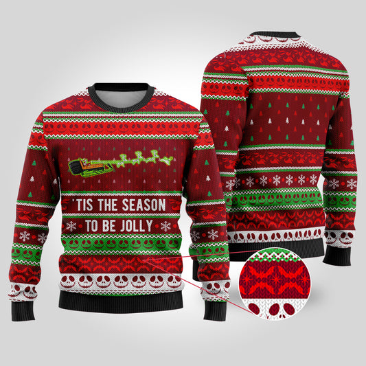 Jolly Nightmare Christmas Sweater Cardinal Red - Funny Ugly Christmas Sweater